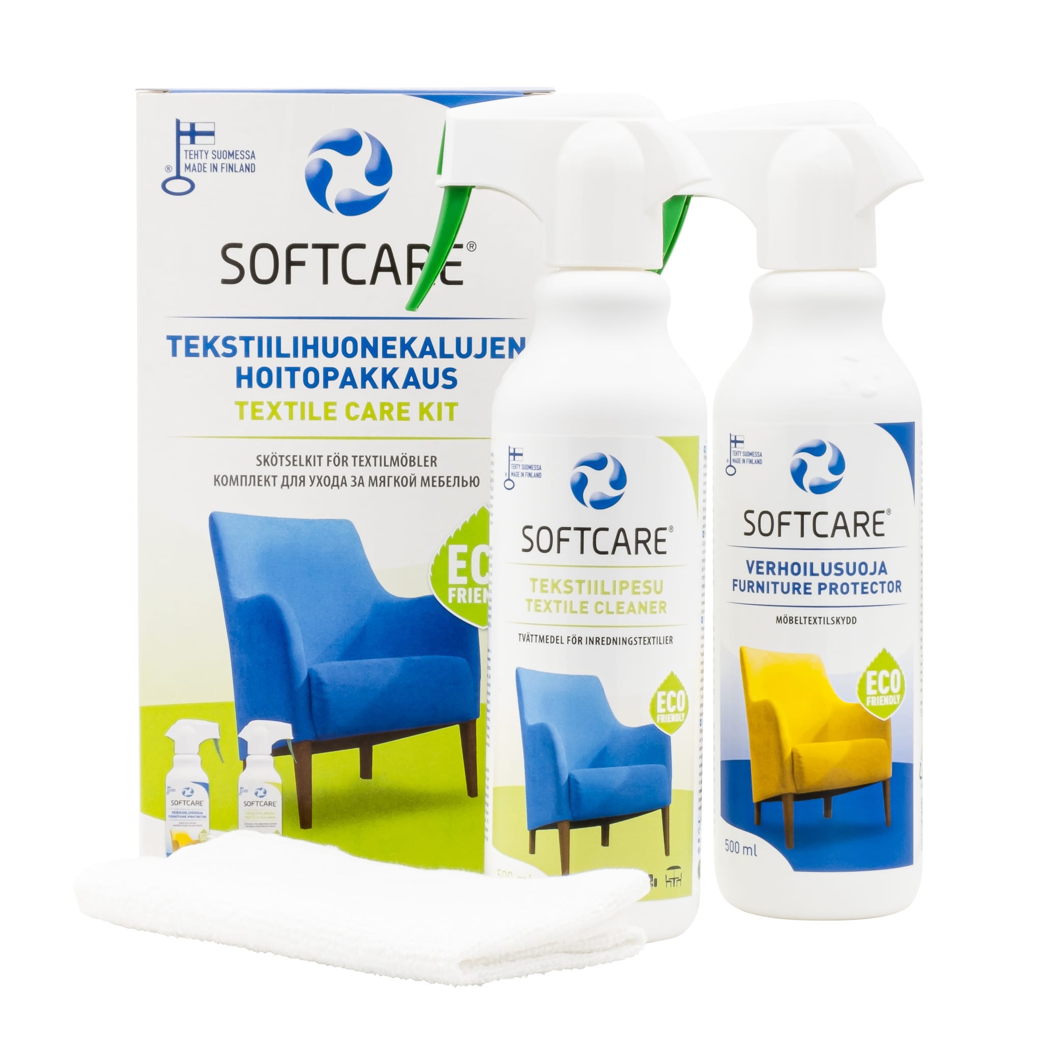 Isolated photo of a textile cleaning and protection products