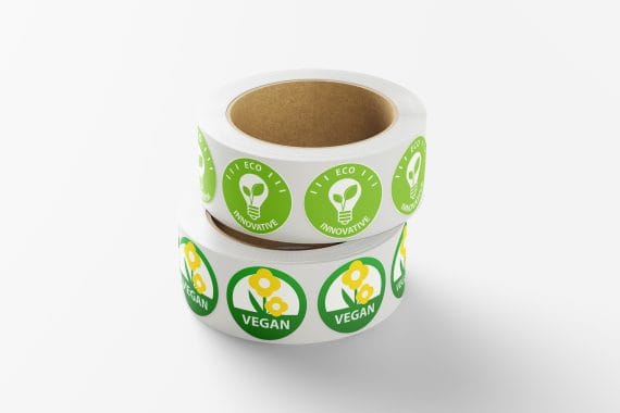 Custom Round Roll Sticker Print with Custom Icons Design