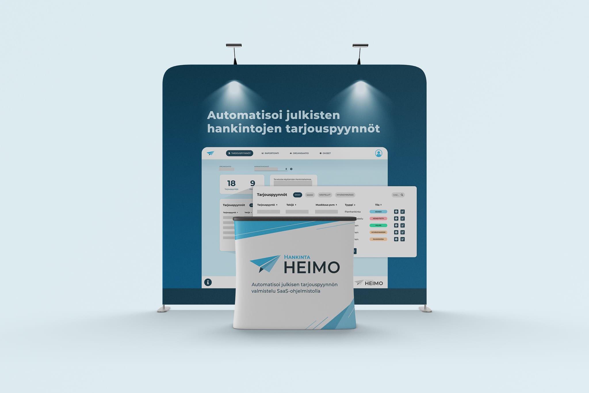 Exhibition Stand Design and Small Pop-up Table with Logo
