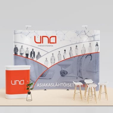Large Exhibition Stand Design and Small Pop-up Table with Logo