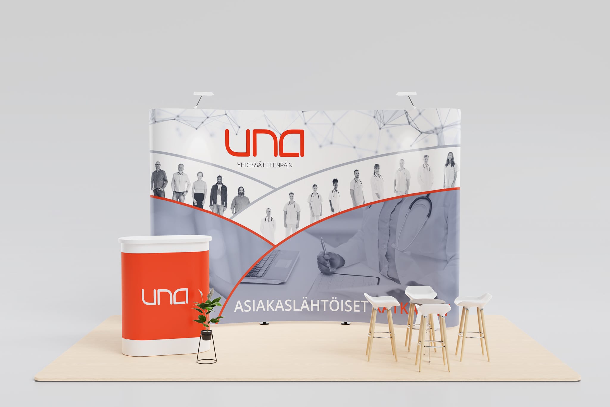 Large Exhibition Stand Design and Small Pop-up Table with Logo