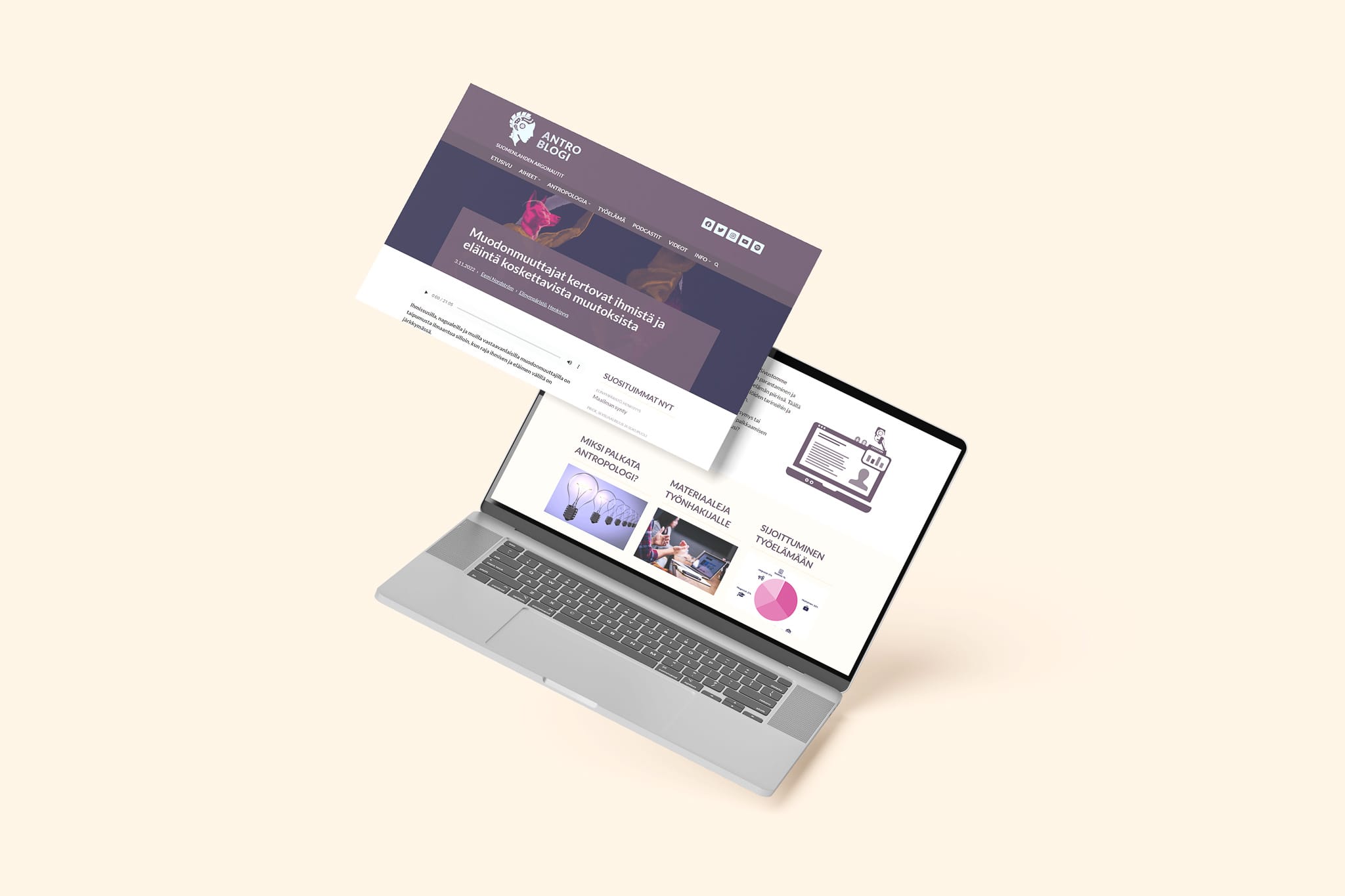 Mockup of Responsive Modern WordPress Website on Laptop Screen