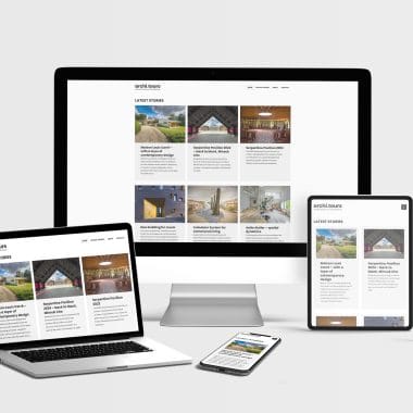 Mockup of Responsive Modern WordPress Website on Multiple Screens Desktop Laptop Tablet and Mobile