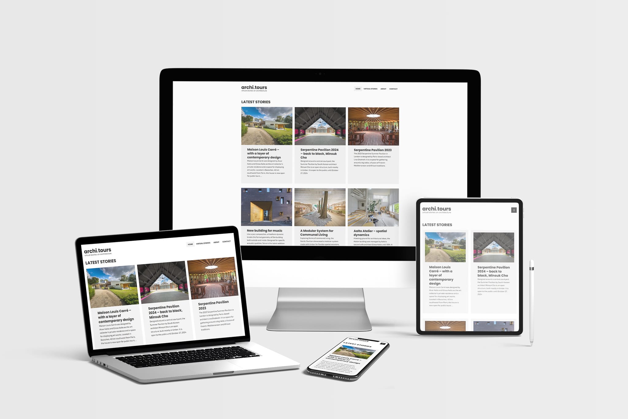 Mockup of Responsive Modern WordPress Website on Multiple Screens Desktop Laptop Tablet and Mobile
