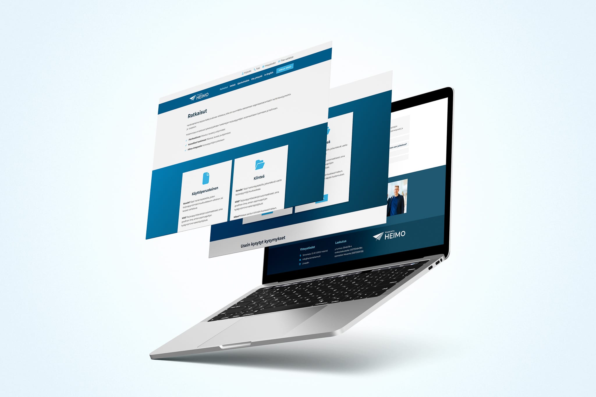 Mockup of Responsive Modern WordPress Website on Laptop Screen
