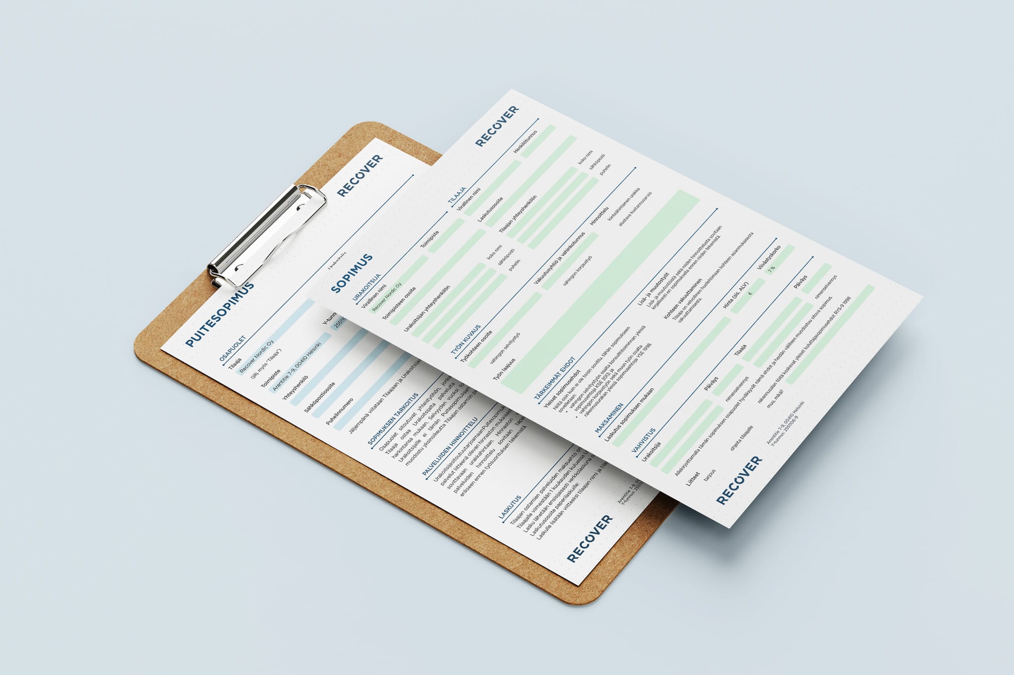 Contract PDF form mockup