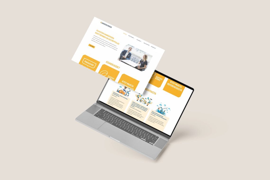Mockup of a website