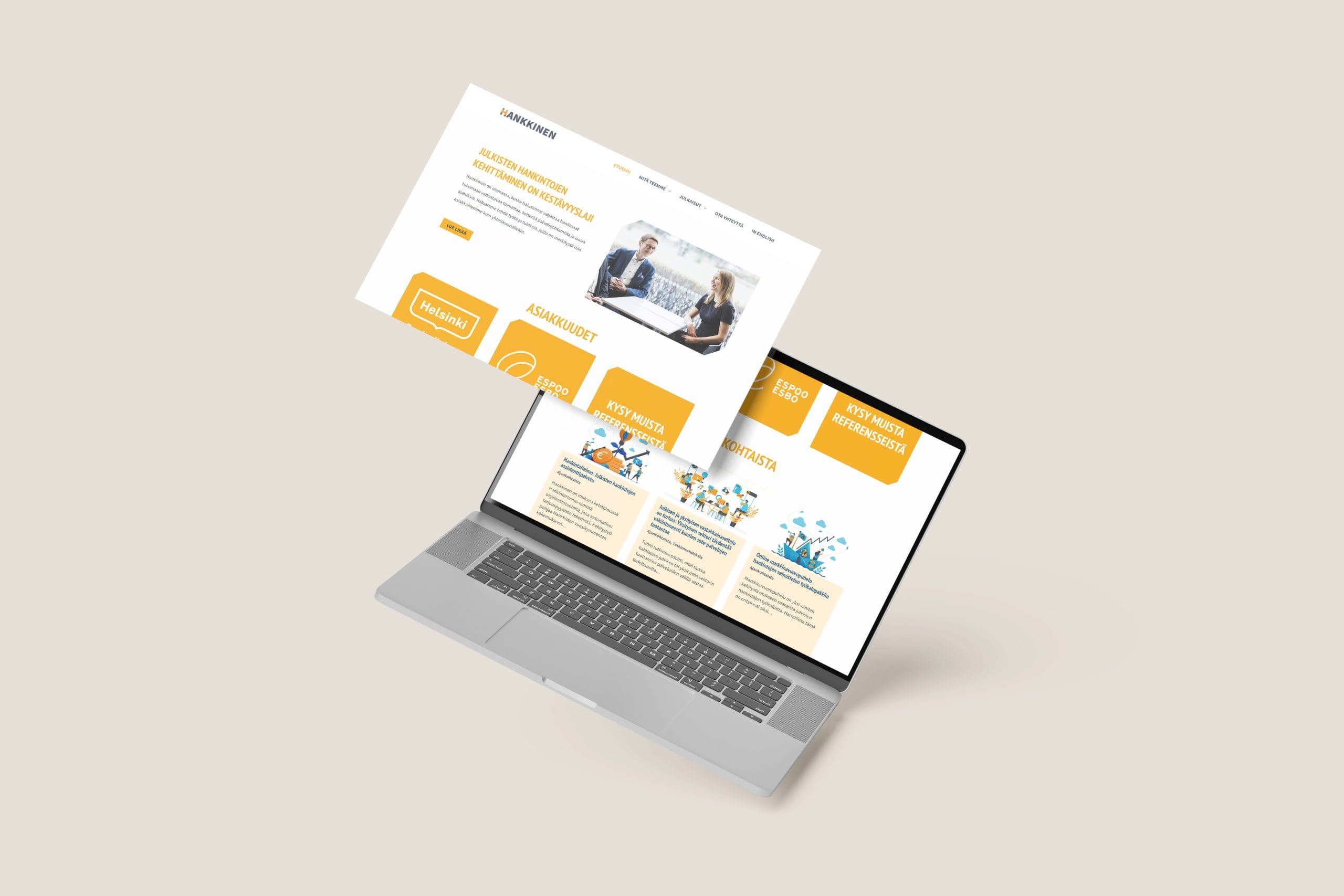 Mockup of a website