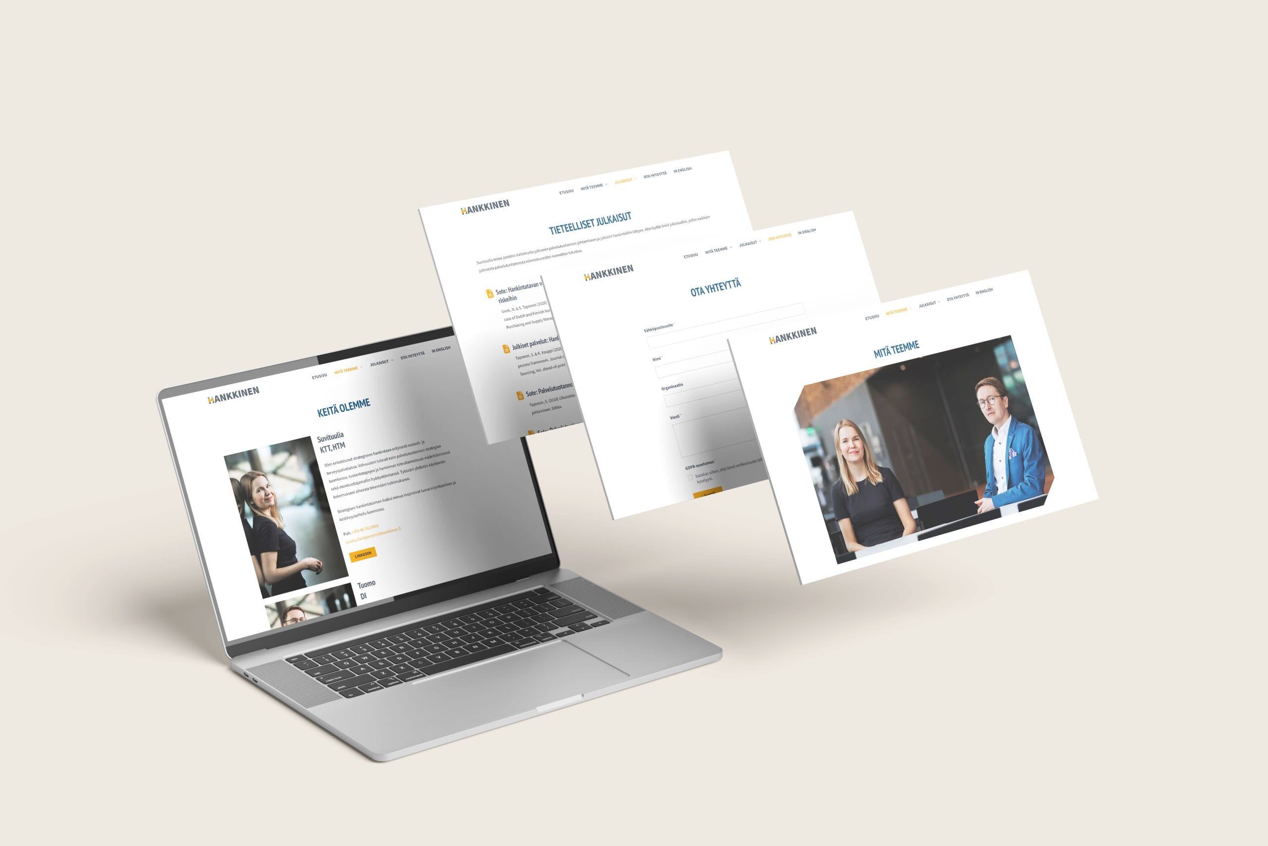 Mockup of a website